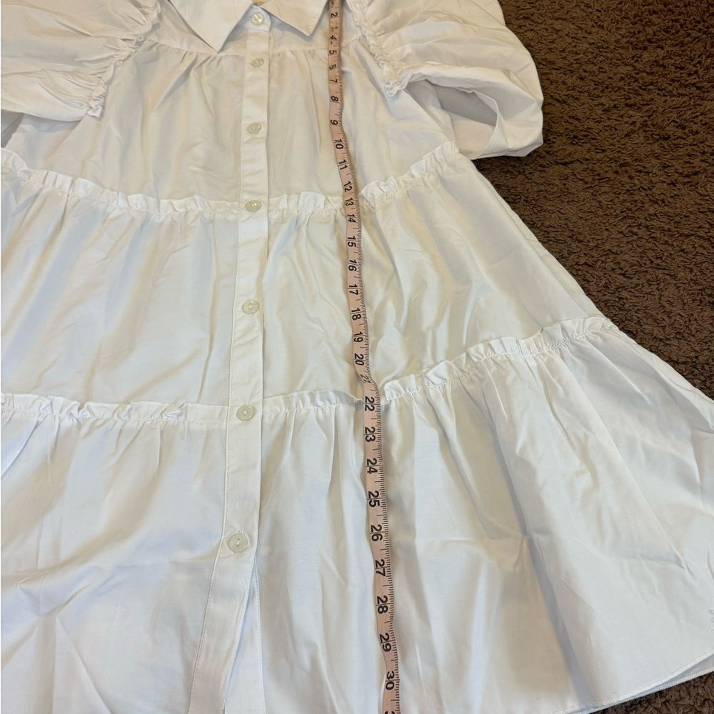 Girl Soul White Cotton Puff Sleeve Dress A Line Flare Swing Forever 21 S NEW - Picture 6 of 8